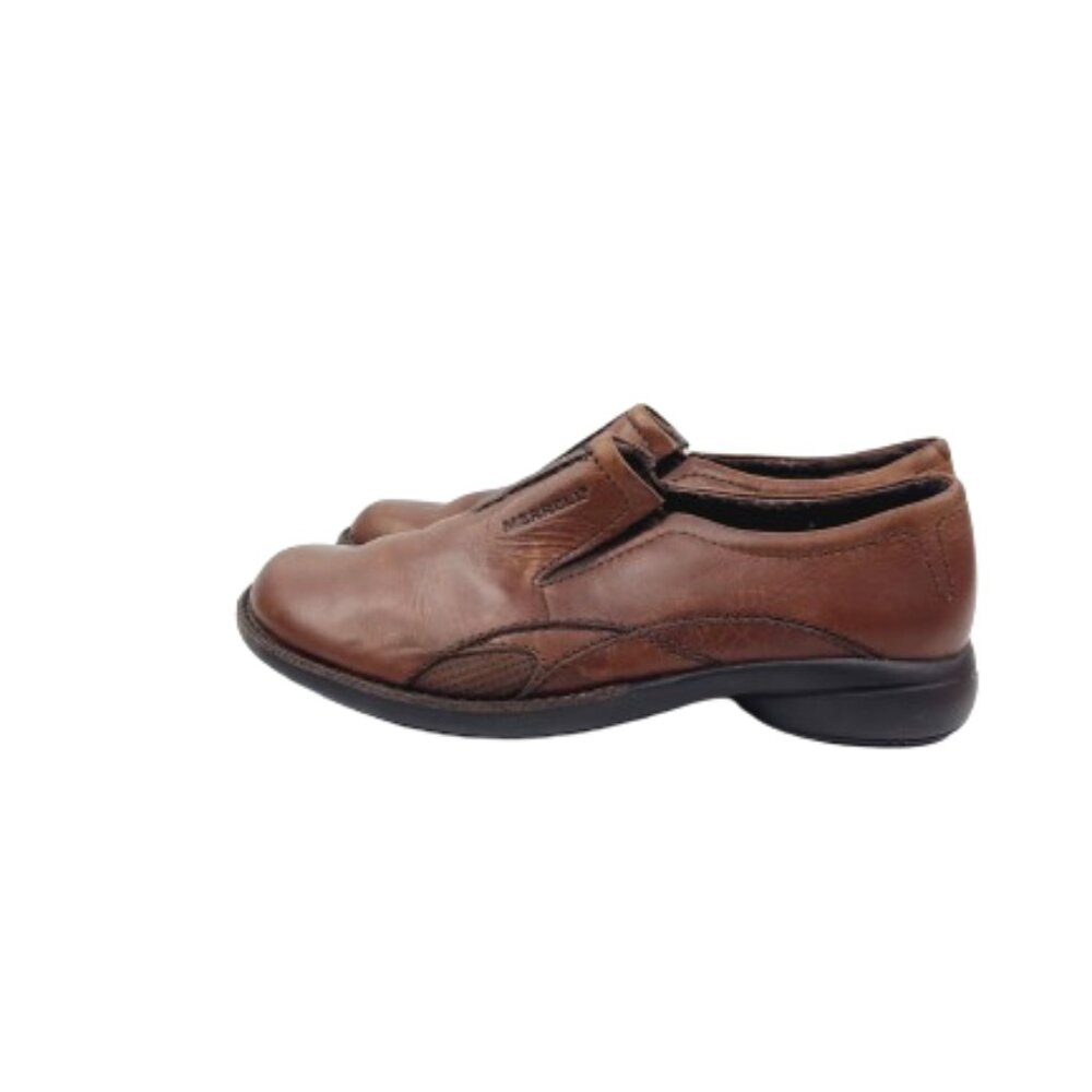 Merrell Women’s Brown Tetra Fling Saddle Leather Slip On Mules Size US 7
